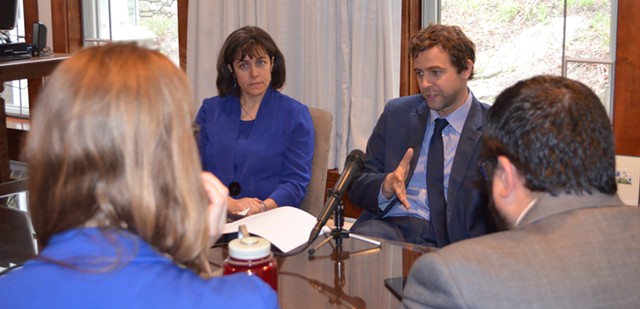 Rep. Mitzi Johnson (D-South Hero) and Sen. Tim Ashe (D/P-Chittenden) earlier this week - ALICIA FREESE