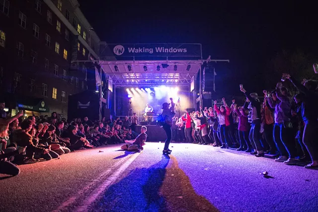 Dan Deacon dance-off at the Main Stage - COURTESY OF BRITT SHORTER/WAKING WINDOWS