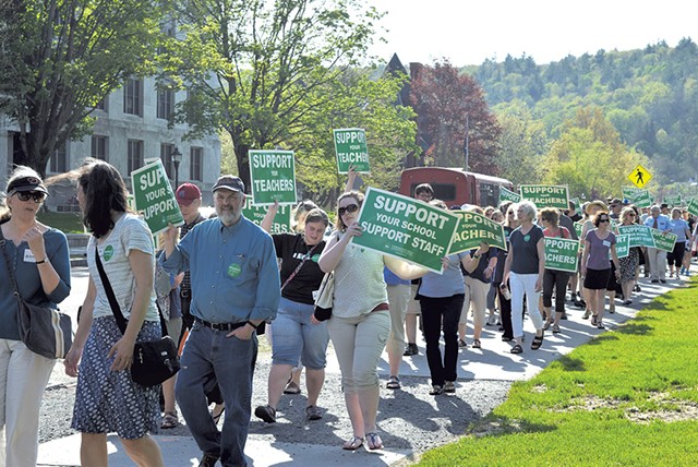 Vermont-NEA supporters marching to the governor's office last Wednesday - TERRI HALLENBECK