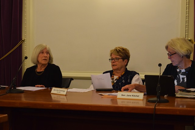 From left to right: Rep. Janet Ancel (D-Calais), Sen. Ann Cummings (D-Washington) and Sen. Jane Kitchel (D-Caledonia), members of the Joint Fiscal Committee, on Thursday - TERRI HALLENBECK