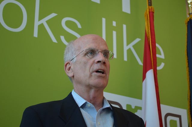 Rep. Peter Welch (D-Vt.) speaks at a press conference at the Burlington International Airport. - FILE: ALICIA FREESE