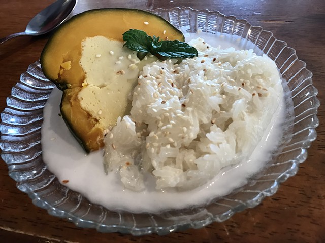 Roasted squash with sticky rice - SUZANNE PODHAIZER