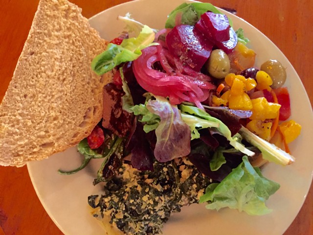 Multi-colored lunch at Stone Soup - SALLY POLLAK