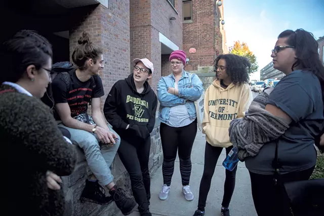 UVM students outside the courthouse after last Friday's hearing - JAMES BUCK