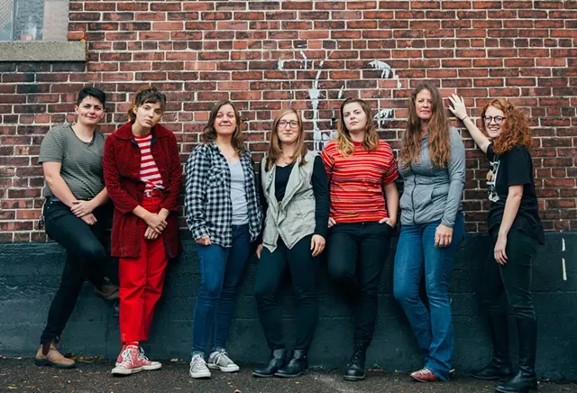Left to right: Jenna Brower, Caroline Rose, Linda Bassick, Alyssa Solomon, Abbie Morin, Rachel Capobianco and Betsy Rose Besser - COURTESY OF KAYHL COOPER