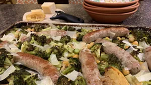 Home on the Range: Sheet-Pan-Roasted Sausages, Broccoli and Chickpeas with Lemon and Parmesan