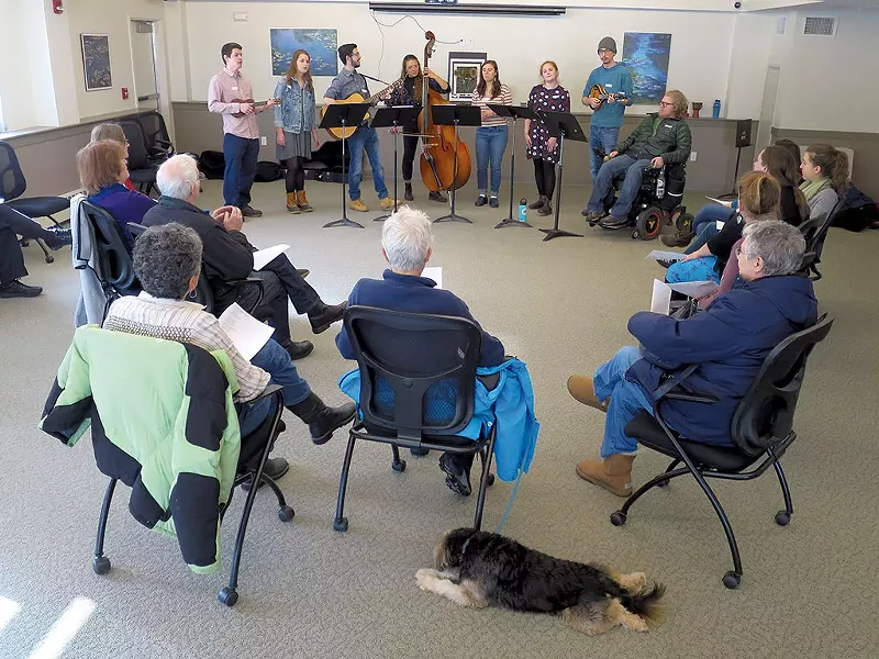 The University of Vermont Folk Music Club performing at Queen City Memory Café - MATTHEW THORSEN