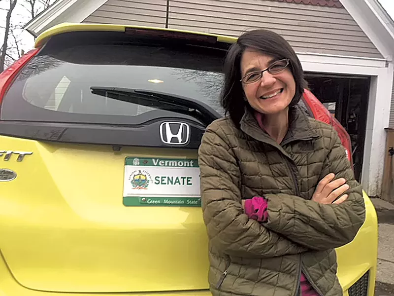 Becca Balint with her yellow Honda Fit - COURTESY OF BECCA BALINT