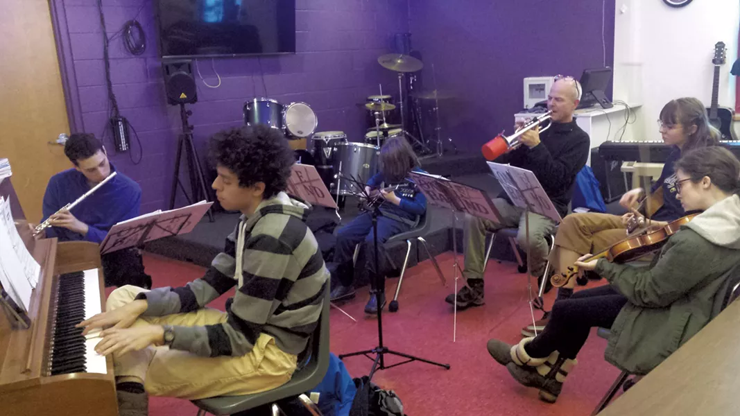 ONE Band rehearsing at the Boys & Girls Club of Burlington - KYMELYA SARI