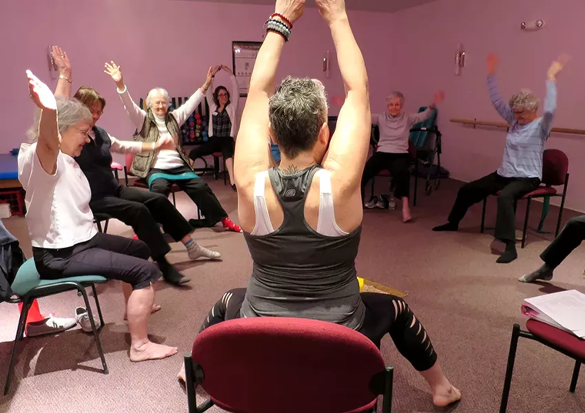 Yoga class at the Residence at Shelburne Bay - MATTHEW THORSEN