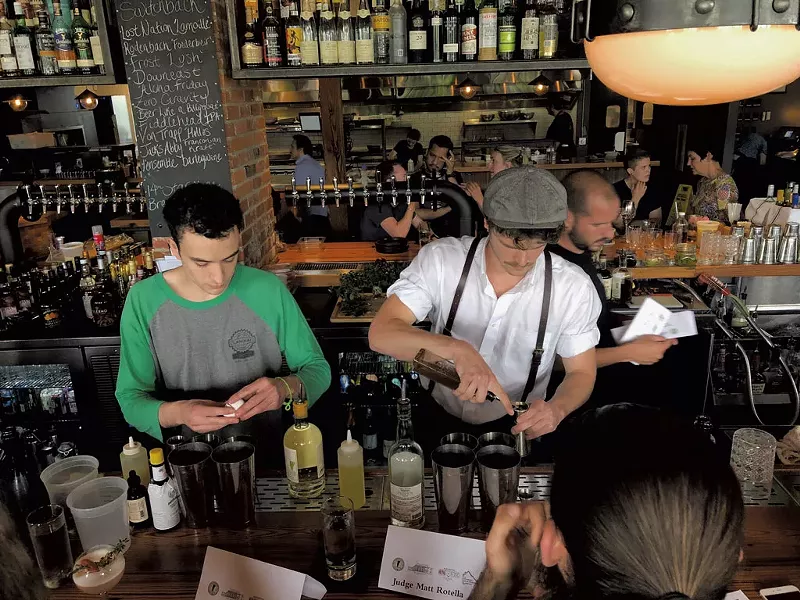 Danny Decelles (right) working with his barback, Alex Carrol