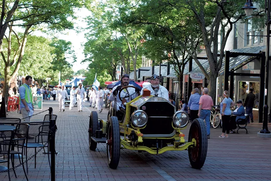 Great Race participants on Church Street - SARA TABIN