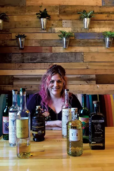 Megan Maher with mezcal at Tres Amigos - JEB WALLACE-BRODEUR