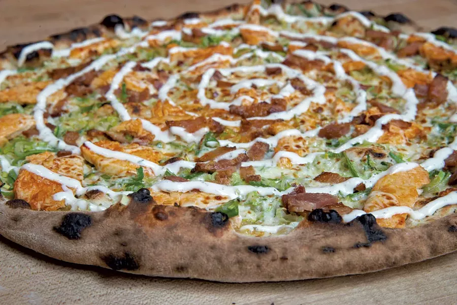 Leeky Chicken pizza at Folino's - JAMES BUCK