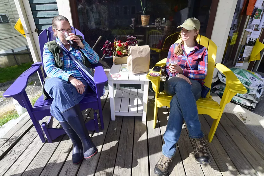 On the front porch of Harry's Hardware, Cabot - JEB WALLACE-BRODEUR