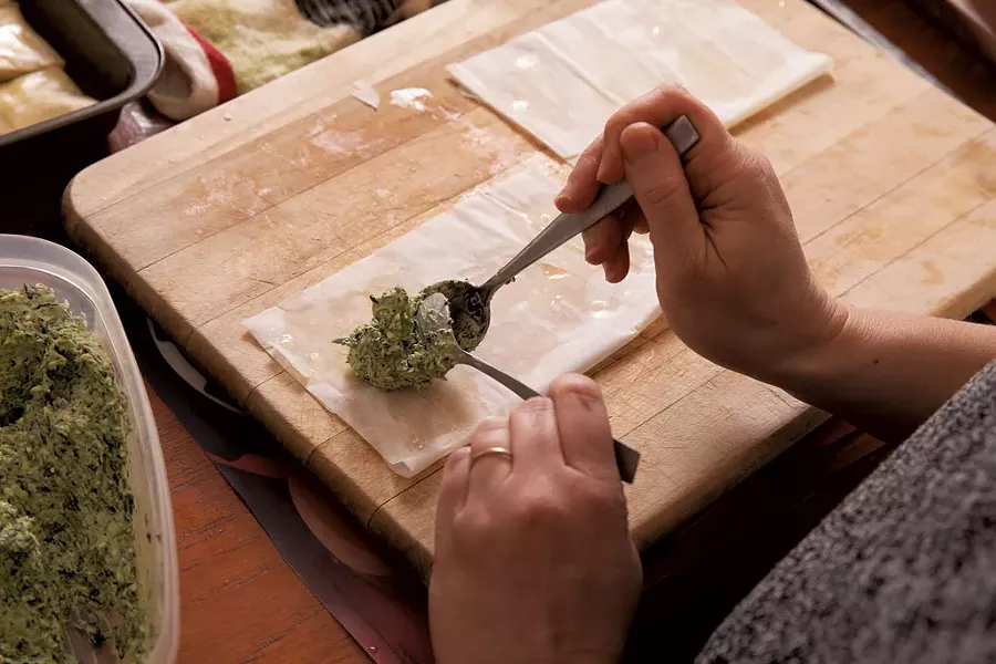 Making spanakopita - DON WHIPPLE