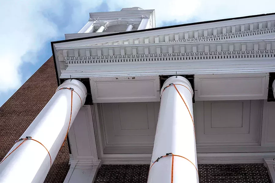 New pillars being installed at Ira Allen Chapel - GLENN RUSSELL