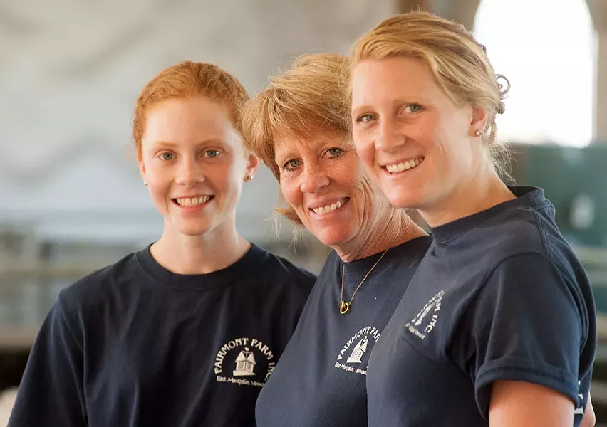 Isabel and Bonnie Hall with Clara Ayer at Fairmont Farm - © CABOT CREAMERY CO-OPERATIVE