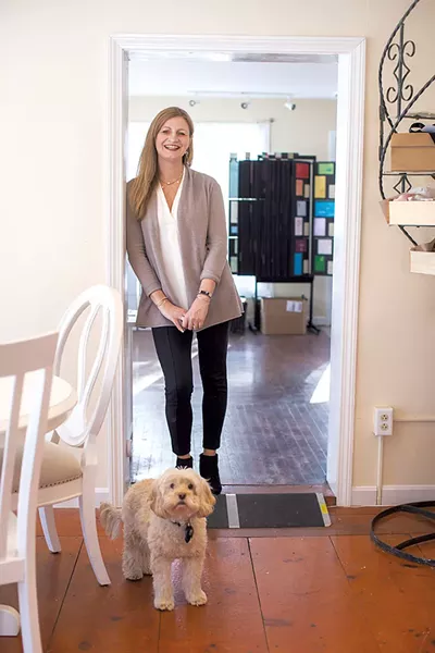 Tracy Stolese with her dog, Shelby - LUKE AWTRY
