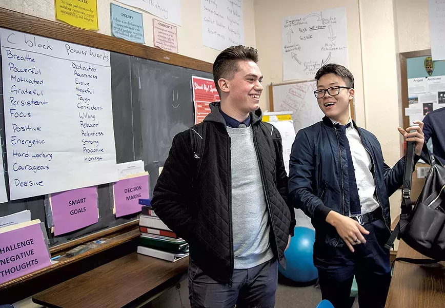 Ayman Alsalloumi (left) with a classmate - JAMES BUCK