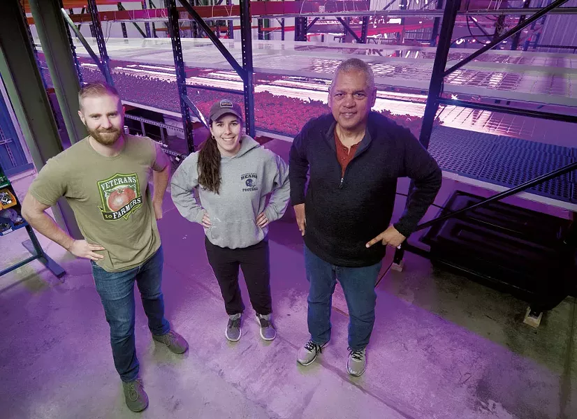 From left: Jacob Isham, Holly St. Jean and Greg Kelly at Ceres Greens - JEB WALLACE-BRODEUR