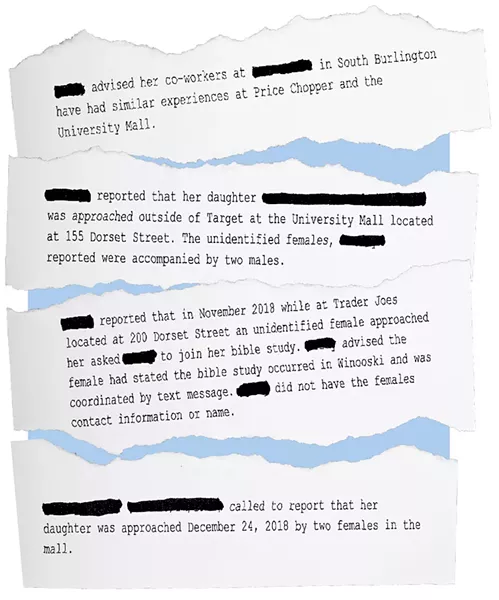 South Burlington Incident reports about church members
