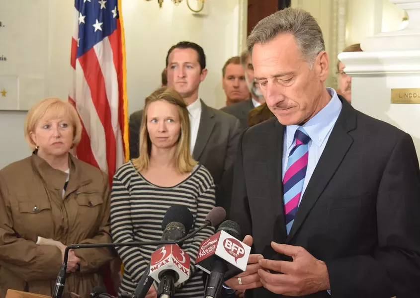 Gov. Peter Shumlin announces he won't seek reelection. - TERRI HALLENBECK