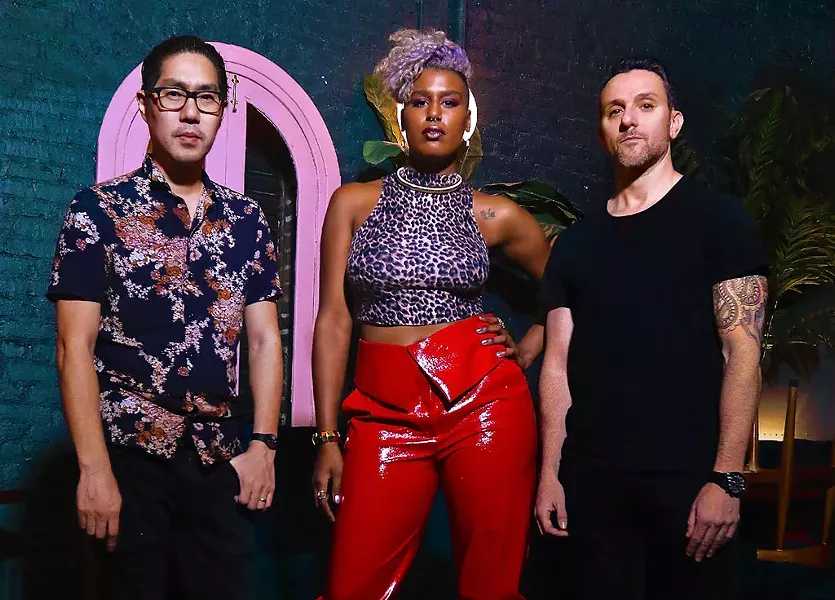 Escort (from left): Eugene Cho, Nicki B and Jason "JKriv" Kriveloff - COURTESY OF DENNIS MANUEL