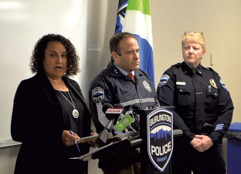 Shireen Hart, Brandon del Pozo and Jan Wright discussing use-of-force incidents - DEREK BROWER