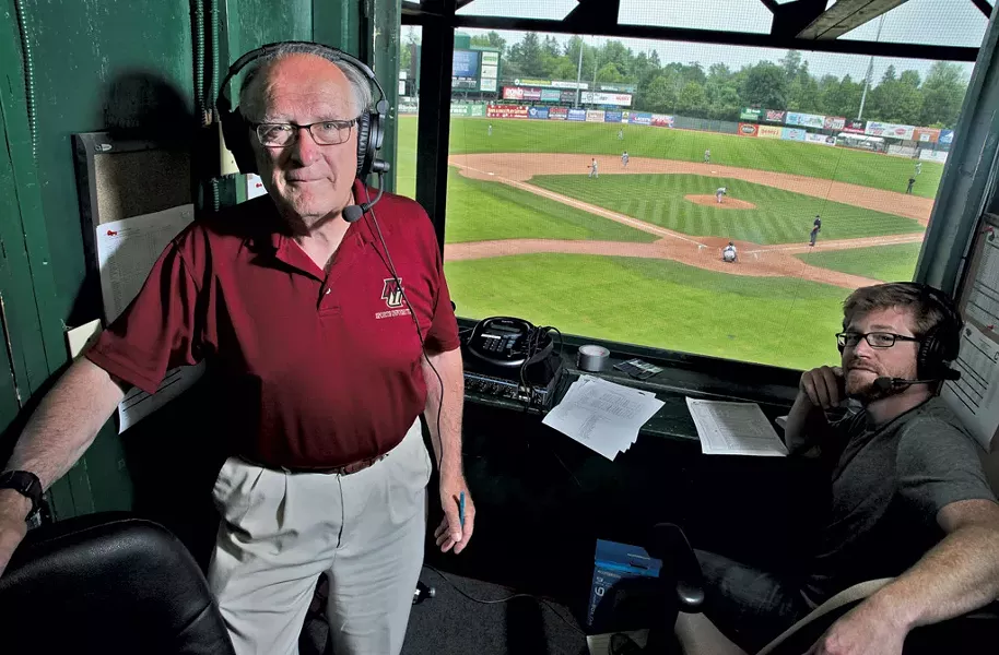 George Commo (left) with Dan Bolles at Centennial Field on July 9 - MATTHEW THORSEN