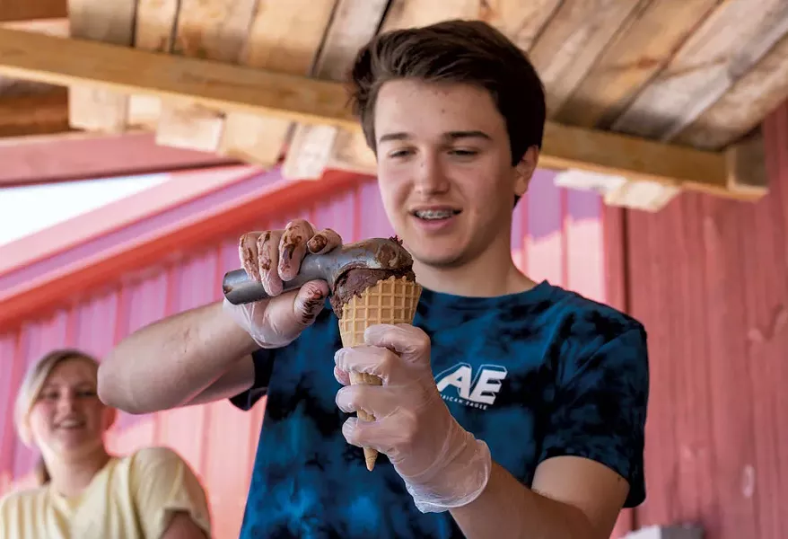 Isaac Winsten-Pinel at the Sisters of Anarchy ice cream stand at Fisher Brothers Farm - GLENN RUSSELL