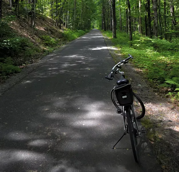 The Warren County Bikeway, heading north to Lake George