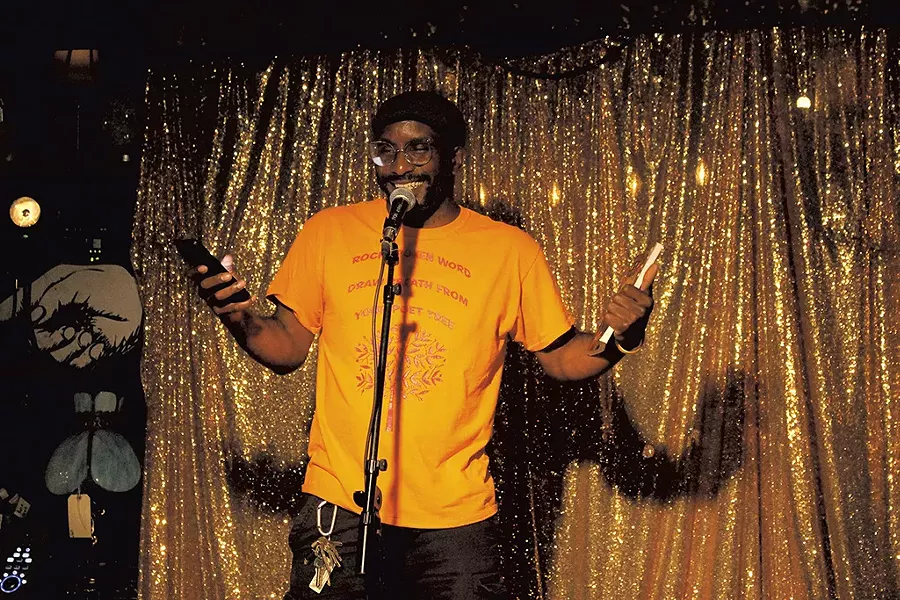Rajnii Eddins performing during Lit Club at the Light Club Lamp Shop - COURTESY OF BRIDGET HIGDON