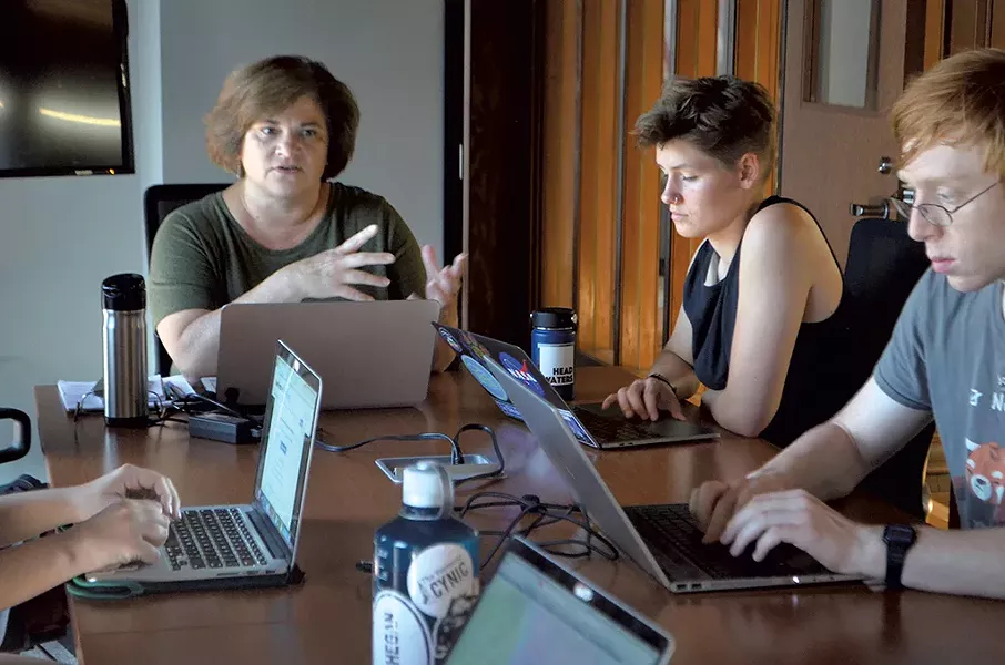 From left: Lisa Scagliotti, Julia Bailey-Wells and Cullen Paradis - MOLLY WALSH