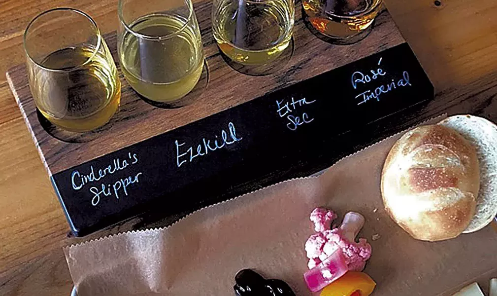 Eden Specialty Ciders flight with food pairings - COURTESY OF EDEN SPECIALTY CIDERS