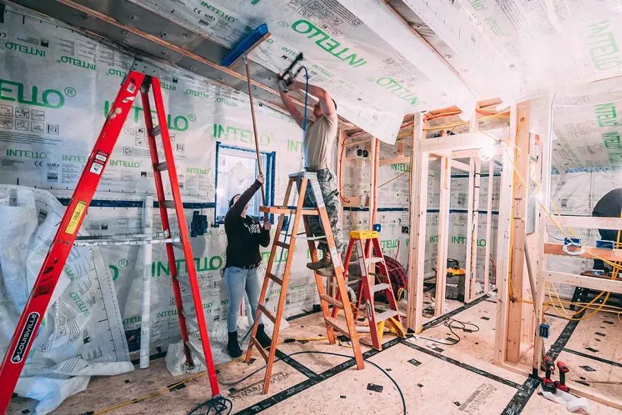 Students at Norwich University working on the LIFT house - COURTESY OF NORWICH UNIVERSITY