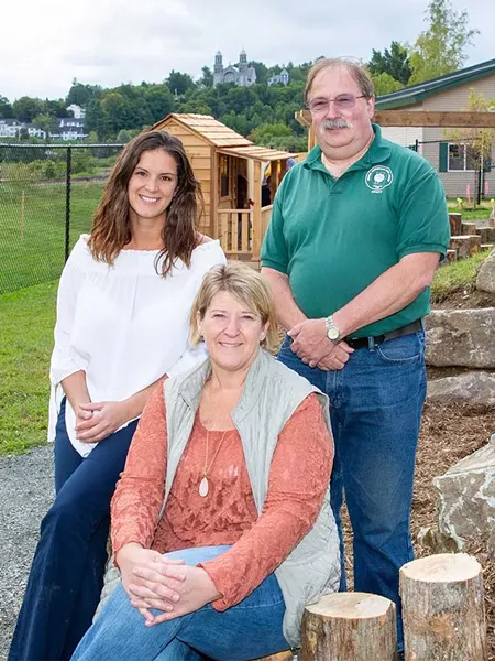 Northeast Kingdom Community Action program director of Head Start Katie Watts, Northeast Kingdom Learning Services executive director Michelle Tarryk and Rep. Michael Marcotte (R-Orleans) - WAYNE TARR