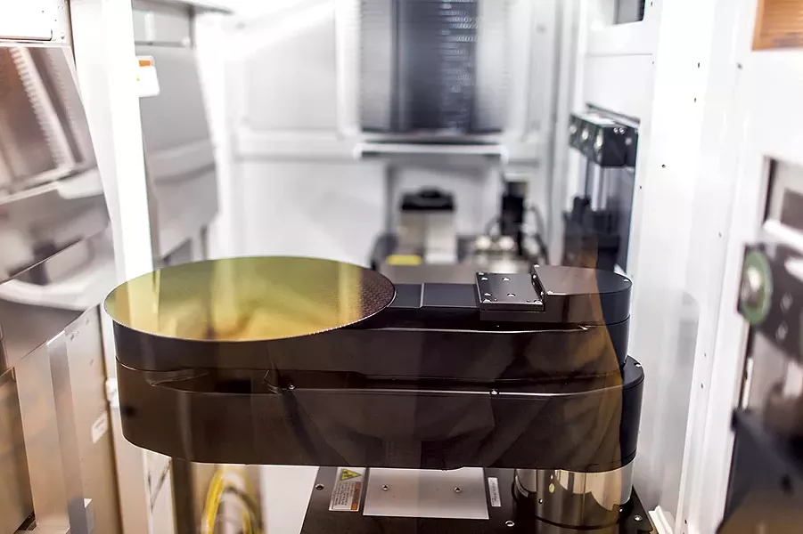 A wafer being processed at "FAB 9" - COURTESY OF GLOBALFOUNDRIES