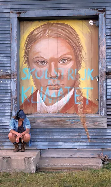 Greta Thunberg mural, with artist LMNOPI, before it was vandalized - PHOTOS COURTESY OF LOPI LAROE