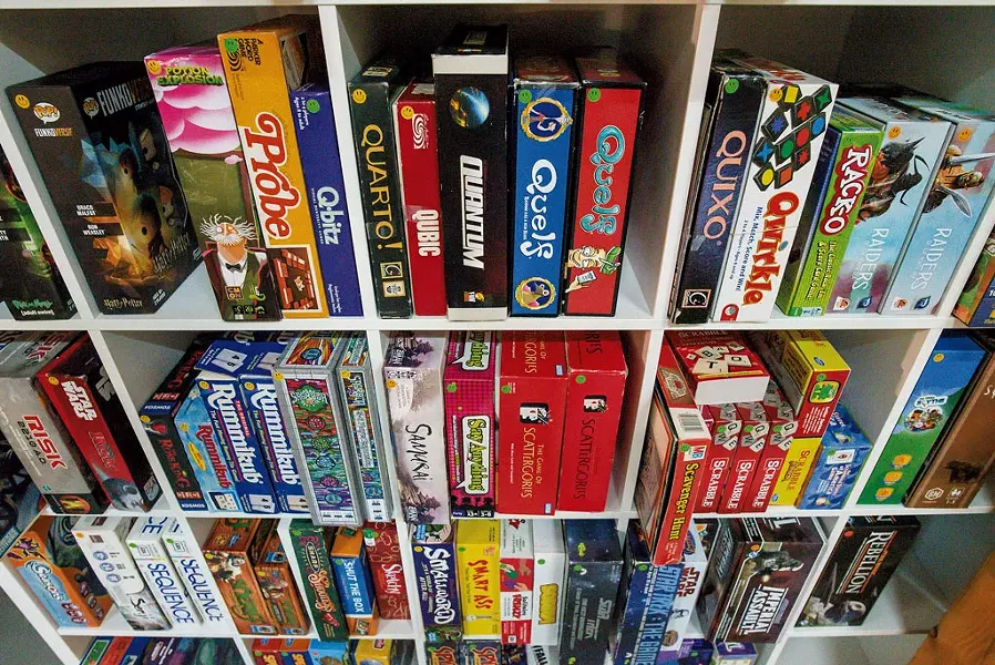 A partial selection of the games available for play at the Boardroom Café - GLENN RUSSELL