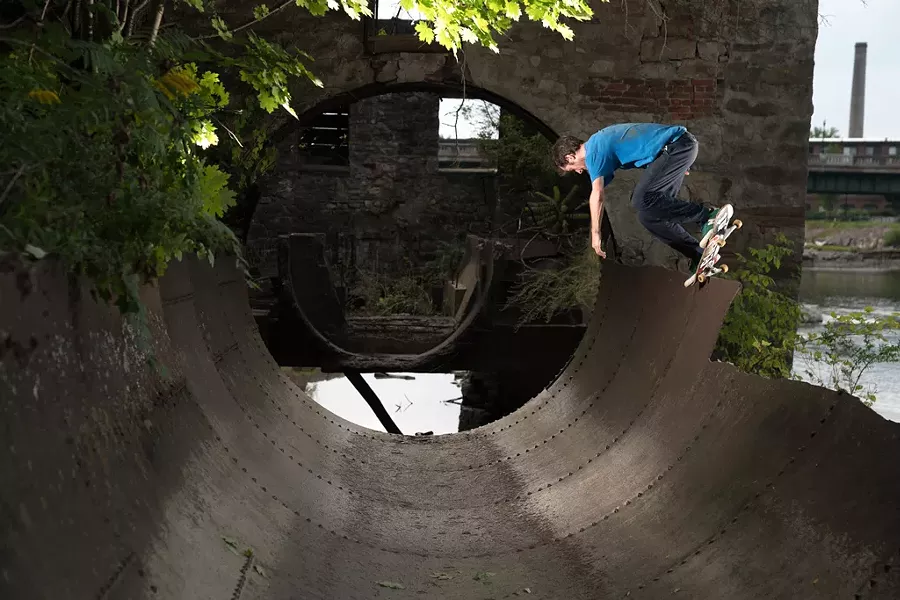 Chris Colbourn doing a backside nosepick in Winooski - COURTESY OF ATIBA JEFFERSON