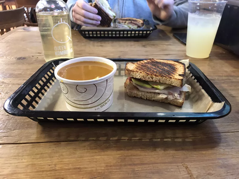 Maple, apple and butternut bisque and the Vermonter at Garden of Eatin' Café - JORDAN BARRY