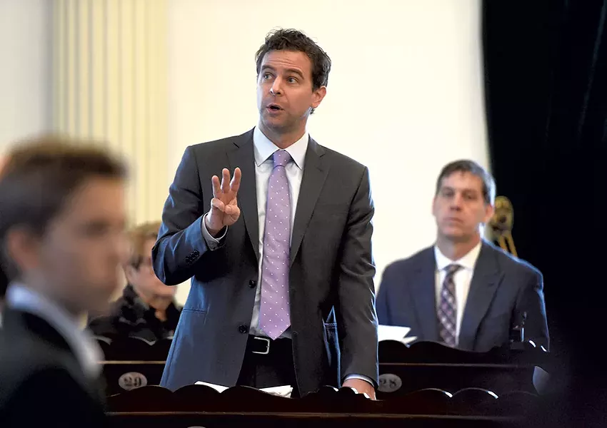 Senate President Pro Tempore Tim Ashe addressing Senate colleagues - JEB WALLACE-BRODEUR