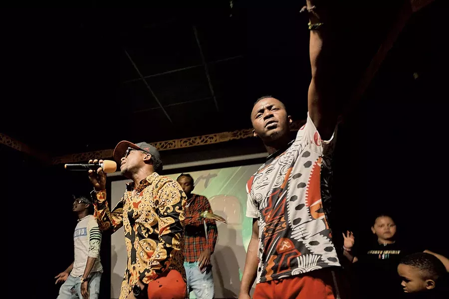 Said Bulle (left) and George Mnyonge at the A2VT album release party - BEAR CIERI