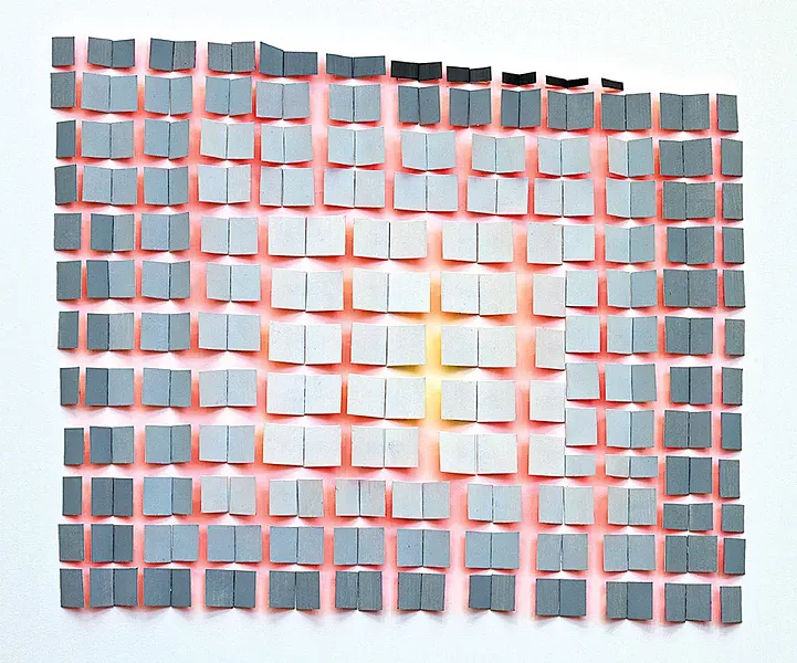 "Pink Line Grid" by Joan Grubin