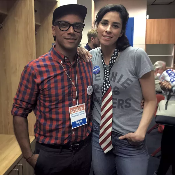 Calderin with Sarah Silverman - COURTESY OF LUIS CALDERIN