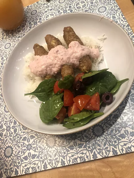 Turkey kofta kebabs with radish yogurt sauce - JULIA MASNIK