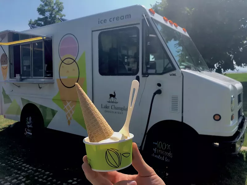 The Lake Champlain Chocolates ice cream truck serving up a Benefit Batch at Waterfront Park - JORDAN BARRY