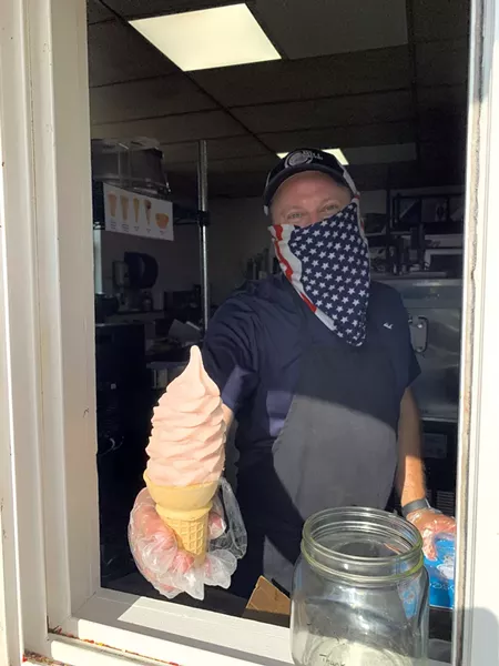 Jim McCarthy with a vegan berry creemee at the Mill Market & Deli - MELISSA PASANEN