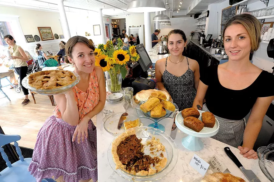 Down Home Kitchen owner Mary Alice Proffitt, left, with staff members Louisa Franco and Lindsey Brownson - JEB WALLACE BRODEUR